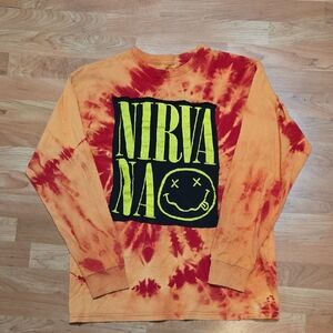 NIRVANA Orange and Red Tie-Dye Shirt